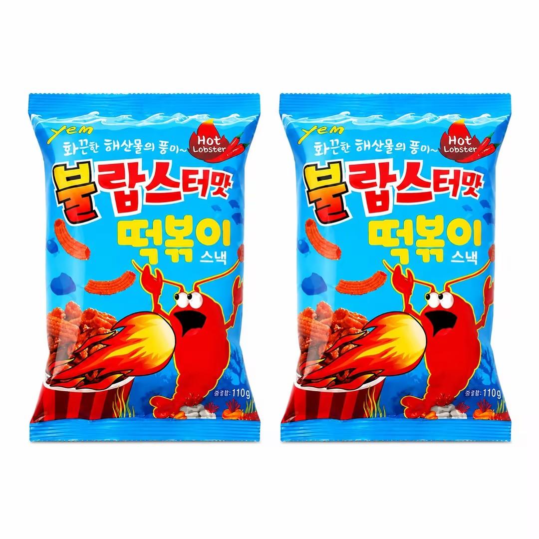 YEM Spicy Lobster Flavor Rice Cake Stick Puffed Snacks 100g | Crispy Crunchy Texture, Spicy Savory Flavor, Convenient Snack