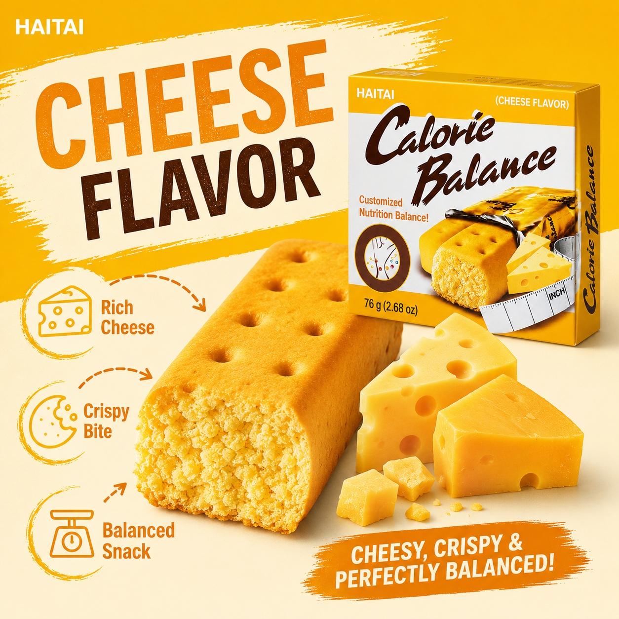 Haitai Cheese Flavored Compressed Biscuits 76g | Crispy Dense Texture, Rich Cheese Flavor, Convenient Snack