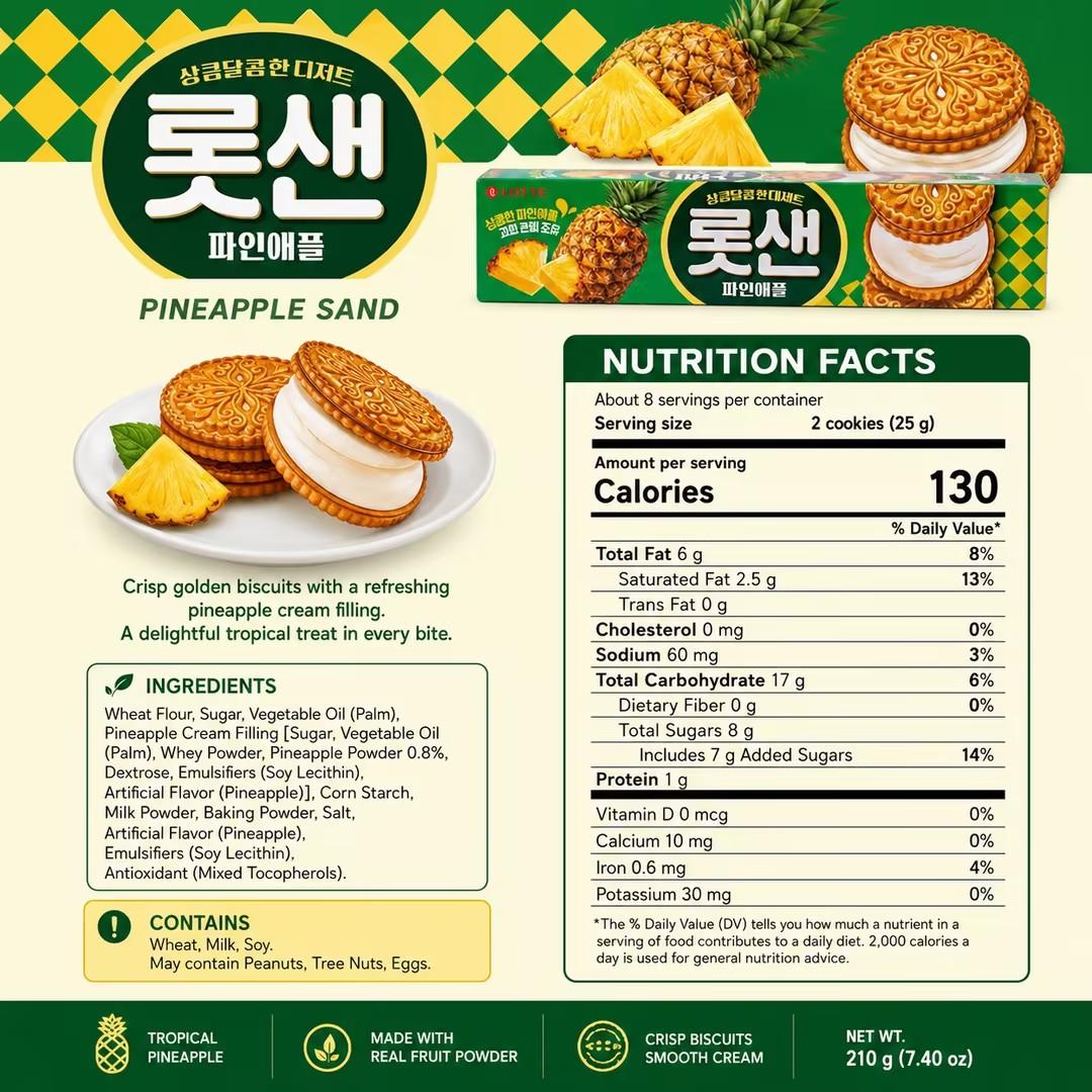 Lotte Pineapple Filled Biscuits 105g