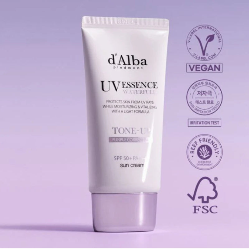 d'Alba Waterful Tone Up Sun Cream 50ml*2 - Purple Correcting
