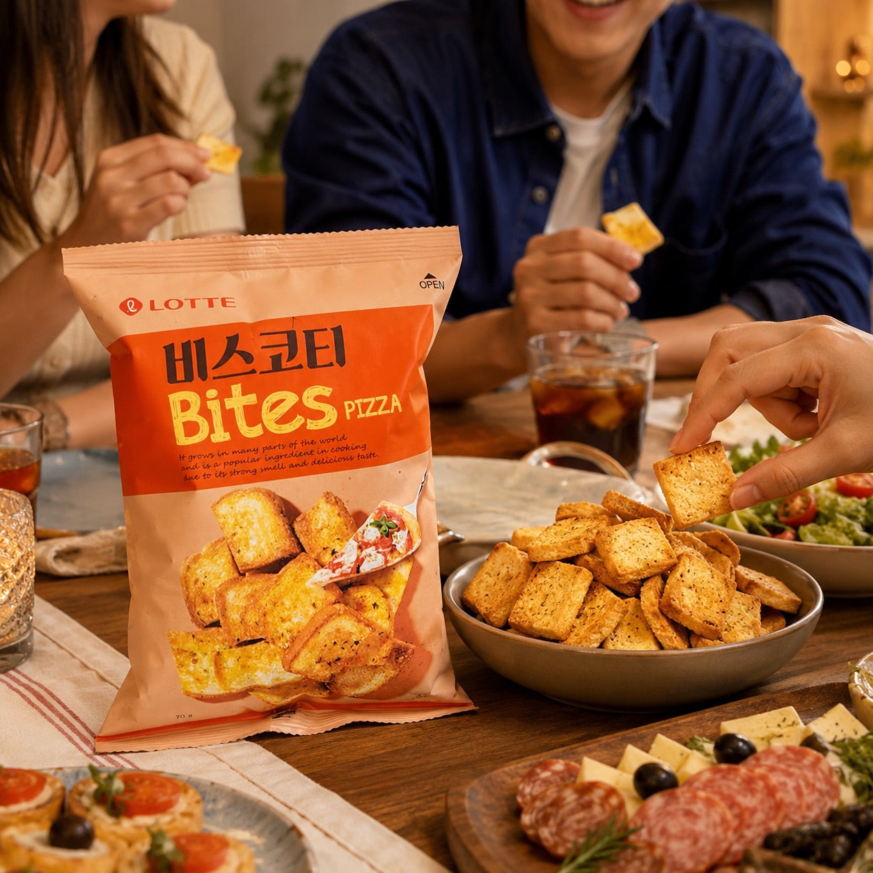 Lotte Pizza‑Flavored Baked Bread Chips 70g pizza‑flavor crispy baked snacks