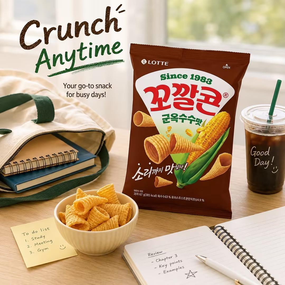Lotte Kokal Corn Snack (Grilled‑Corn Flavor) 67g