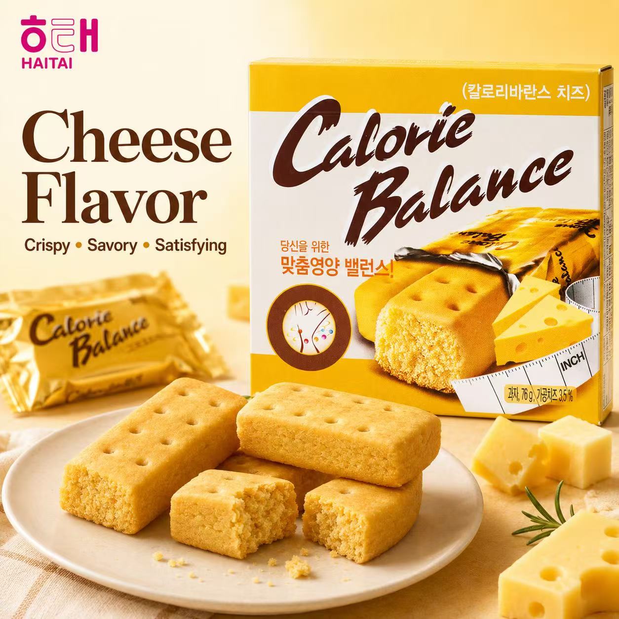 Haitai Cheese Compressed Biscuits 76g | Rich spicy cheese aroma