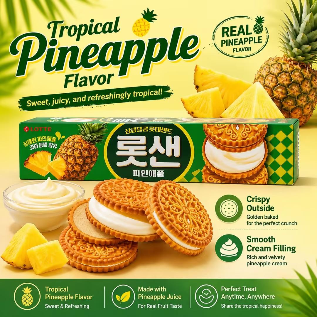 Lotte Pineapple Filled Biscuits 105g