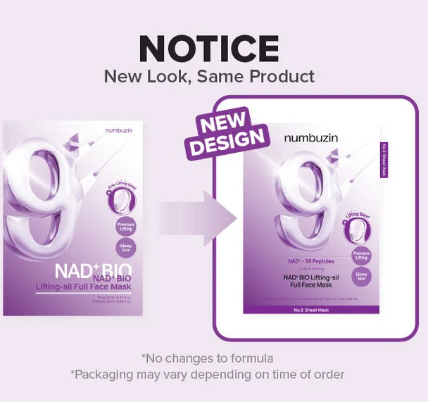 No.9 NAD+ BIO Lifting-sil Full Face Mask (4 Sheets + Lifting Band)