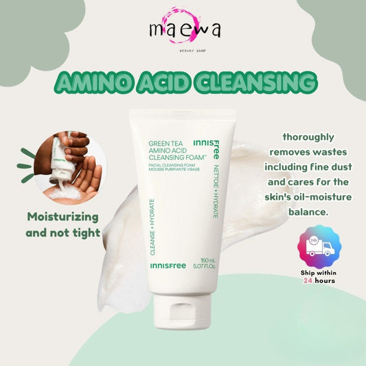 innisfree Green Tea Amino Acid Cleansing Foam150ml, Sulfate-Free Hydrating Korean Face Wash, Gentle Lather, pH-Balanced Skincare