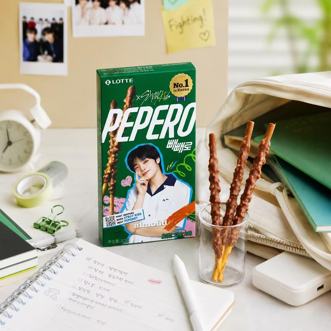 Lotte Pepero Almond Chocolate Biscuit Sticks Boy Group Limited Edition 32g