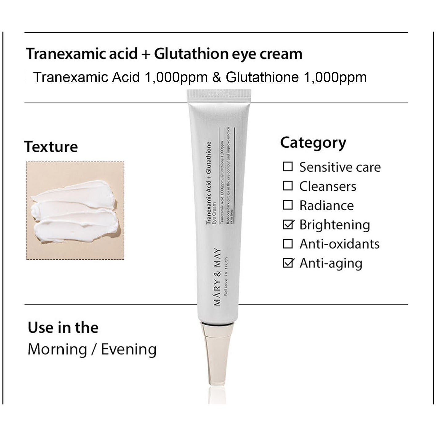 Mary&May Tranexamic Acid + Glutathione Eye Cream 30g