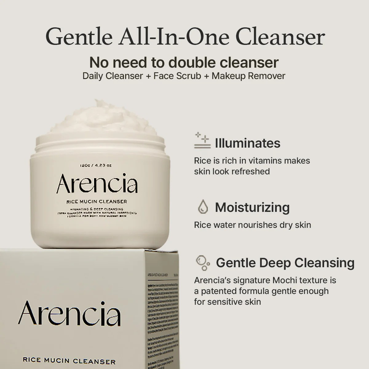Arencia  Rice Mucin Cleanser 120g